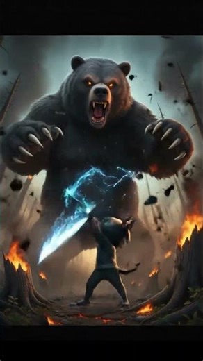 Extreme Action Battle! 🐱⚔️ Ninja Cat vs Giant Monster Bear | EPIC FIGHT #animeshorts #funny #ninja