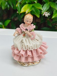 Antique Dresden Lace Porcelain Figurine Girl With Bird – Handcrafted German Collectible – Rococo Revival Figurine - Etsy