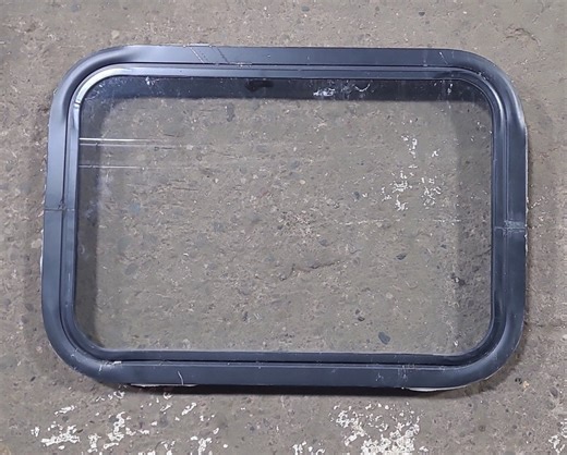 Used Black Radius Non Opening Window : 24 1/4" W x 16 3/4" H x 1 7/8" D