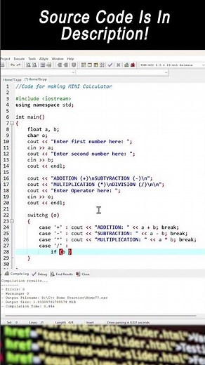 C++ || Program | Making Mini Calculator in Dev C++ ||
