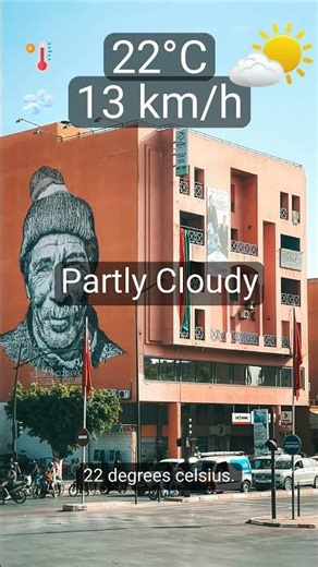 Marrakech 2025: Today’s weather (Partly Cloudy, 22°C)