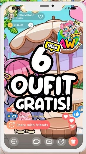 6 OUTFITS GRATIS en Avatar World! 🎁✨ #avatarworld #pazu #tocaboca