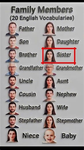 Learn 20 family members in English easily 👨‍👩‍👧‍👦📘 for daily speaking practice ✨#shorts#ytshorts