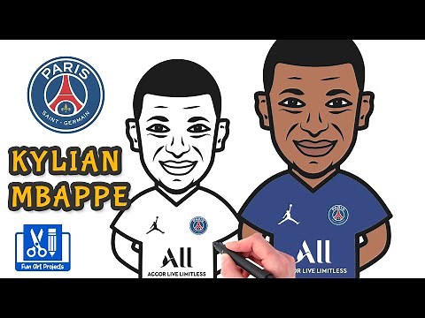 How To Draw Kylian Mbappe | Top Speed Soccer Player | Draw Football Players Step By Step