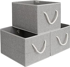StorageWorks Fabric Storage Bins for Shelves, Storage Baskets for Closet Organization, Organizer Bins for Clothes Storage, Gray, Extra Large, 3-Pack