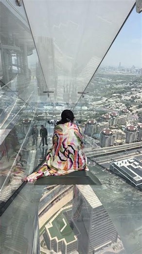220m in the air on a GLASS slide 😳✨ Dubai doesn’t do subtle, does it? #dubailife