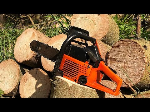Sachs Dolmar 100 chainsaw start up and cutting