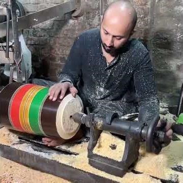 Amazing Technique! Manufacturing a Drum (dhol) from a Single Wood Log (Using in Wedding)