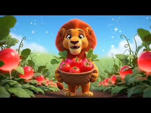 Learn 20 Red Vegetables Names with Lion | Educational Song for Kids