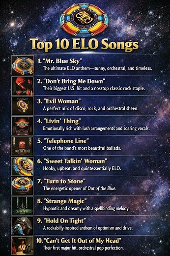 The Top Ten Electric Light Orchestra songs of all time