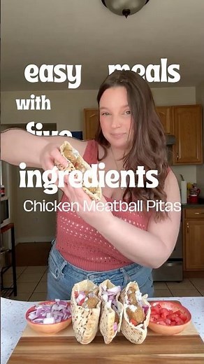 5 Ingredient Chicken Meatball Pitas