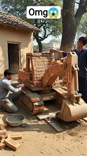 He Built a JCB Machine Using Only Bricks! 😲 | Amazing Village Craftsmanship #satisfying #viralvideo