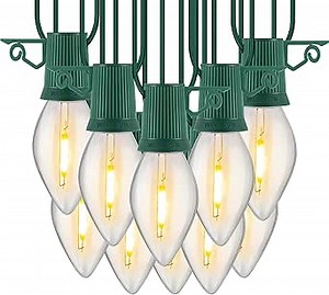 50 FT C9 LED Christmas Lights Outdoor With Clips, Large Bulb String Lights, Warm White Roofline Lights for House and Garden Xmas Decoration