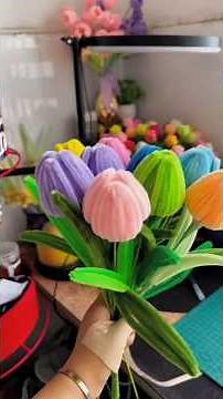 Colourful Tulip Fuzzy Wire Flower Making Tutorial | Easy Pipe Cleaner Flower Craft DIY