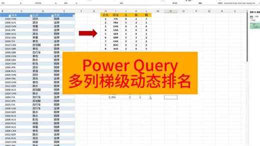 Power Query实现多列梯级动态排名