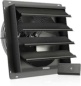 AC Infinity AIRLIFT S14, Shutter Exhaust Fan 14” with 10-Speed Controller, EC Motor - Wall Mount Ventilation and Cooling for Sheds, Attics, Workshops, and Greenhouses