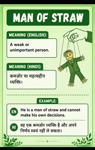 Man of Straw Idiom Meaning in English & Hindi | Easy Example | #shorts #ChiranjibiENG