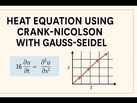 Heat Equation Solved Using Crank-Nicolson and Gauss-Seidel Methods | Step-by-Step Tutorial