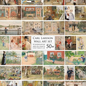 Carl Larsson Wall Art Bundle, 50  Cozy Family Scenes, Traditional Scandinavian Interiors, Watercolor Paintings, Swedish Artist Illustrations - Etsy