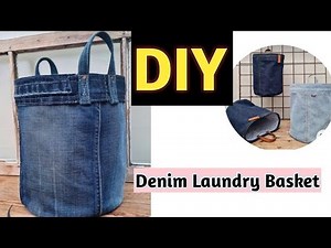 how to sew a denim laundry basket tutorial😘,sewing diy a laundry basket patterns, denim projects👌