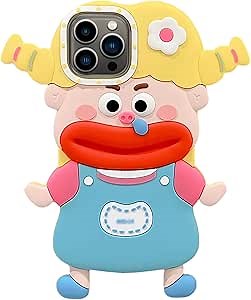 for iPhone 12 Pro Max Case Cute, Silicone Camera Lens Protector Cover 3D Retro Kawaii Protective Phone Cases for iPhone 12 Pro Max (Girl with Running Nose)