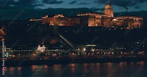 Buda Castle taken from the opposite side of the Danube River late at night