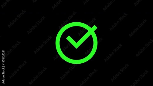 Modern circular success indicator UI animation with checkmark confirmation icon. Clean minimal design for dashboards, system interfaces, and HUD visuals with transparent background.