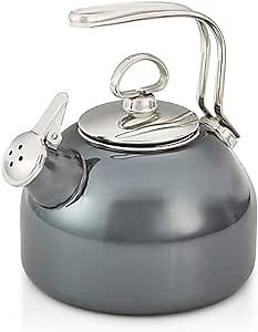 Chantal Classic Teakettle, 1.8 QT, Enamel On Steel, 2-Tone Harmonica Whistle, Rapid Boil and Even Heating (Onyx)