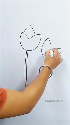 How to Draw a Tulip Flower 🌷 | Simple Drawing Tutorial #shortvideo #short #shorts #drawing