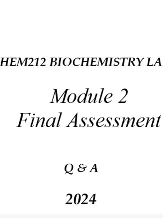 CHEM212 BIOCHEMISTRY LAB Module 2 Final Assessment Q & A 2026 (Complete And Verified Study material) (18pages) LEARNEXAMS True or False: London dispersion forces are the only type of van der Waals forces that occur in nonpolar molecules. - Answer: False. While London dispersion forces are a type of van der Waals force and do occur in nonpolar molecules, they are not the only type; dipole-dipole interactions can also be present if the nonpolar molecule has an instantaneous dipole. 2. Fill in the 