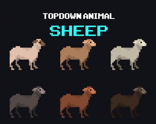 Sheep - Top Down Pixel Art Animal by sanctumpixel