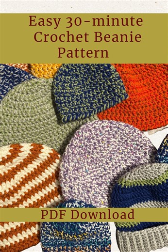 Quick & Easy Crochet Beanie Pattern PDF | 30-minute Hat Tutorial in Multiple Sizes | Beginner Winter Hat | Digital Download - Etsy