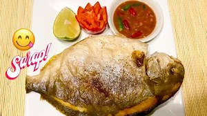 FRESH FROM THE SEA: Fried Pompano with Special Sauce Bagoong Pangasinan, calamansi or lime, fresh onions, tomatoes and siling labuyo (chilies). Serve with rice. 🌶🍈🍚😋 | Filipinos AroundtheWorld