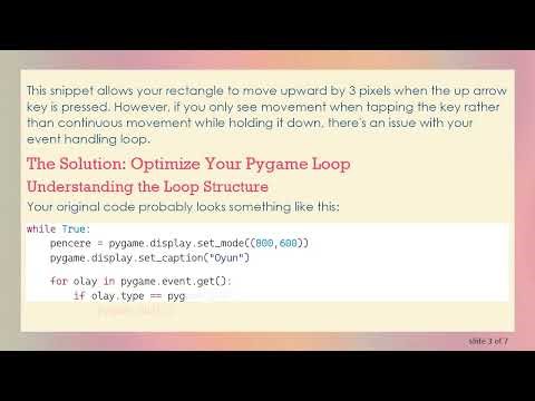 How to Enable Key Hold Down Movement in Pygame