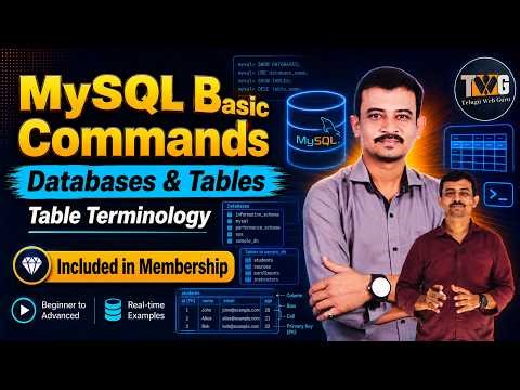 MySQL Basic Commands in Telugu | Databases, Tables & Table Terminology