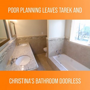 17K views · 362 reactions | Tarek and Christina flip a master bathroom, on their first ever episode of Flip or Flop, but things don't go to plan when they fail to install a bathroom door, leaving the shower open for all to see! Watch more Flip or Flop on discovery+: https://bit.ly/3MLFkYY | Love Home | Facebook