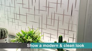 rabbitgoo Window Privacy Film Frosted Glass Window Film, Decorative Privacy Cling, UV Blocking Staic Cling Bathroom Glass Frosting Sticker, Non-Adhesive Front Door Cover, Cross Pattern, 17.5" x 78.7"