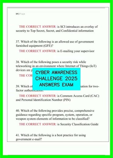 CYBER AWARENESS CHALLENGE 2025 ANSWERS EXAM video