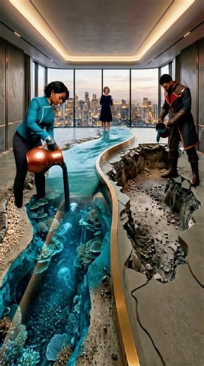 🌊 Reef Trench or 🔥Magma Vault She crossed the divider — Epoxy Floor Showdown #epoxyfloor #epoxy