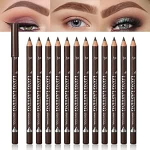 12Pcs Eyebrow Pencils for Women, Wooden Hard-Core Brown Eyebrow and Eyeliner Pencil, Long Lasting Waterproof and Sweat-Proof, Beginner Makeup Brow Pencil, Create a Natural Eye Brow Makeup