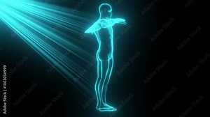 Hologram human body. Computer generated 3d render