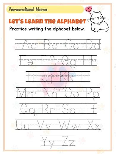 Custom Preschool Name Alphabet Tracing Worksheet Kindergarten Preschool ABC Tracing Book Printable Activity Book Letter Handwriting Practice - Etsy