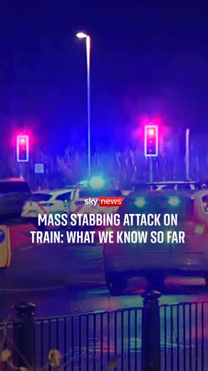 Ten people have been taken to hospital after a mass stabbing on a train bound for London. The train made an emergency stop at Huntingdon in Cambridgeshire where it was met by armed police. Counter- terrorism policing is now supporting the investigation into the circumstances and motivation behind the attack. Here's what we know so far... | Sky News