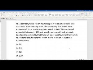 Actuarial SOA Exam P Sample Question 41 (previously 43) Solution