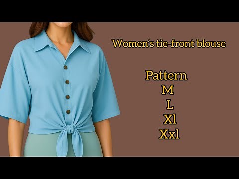 Women’s front-tie blouse pattern 🪡🧵 (beginner-friendly)✂️