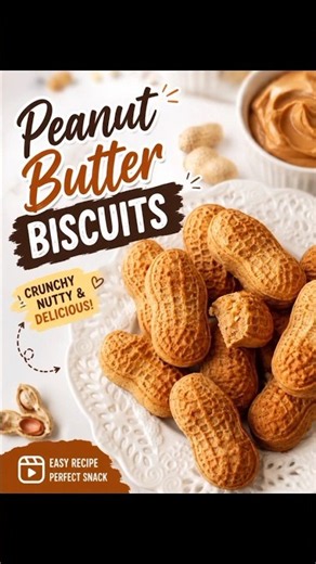 3-Ingredient Peanut Butter Biscuits 🥜 | Easy Eggless Biscuit Recipe | Crispy & Delicious#short