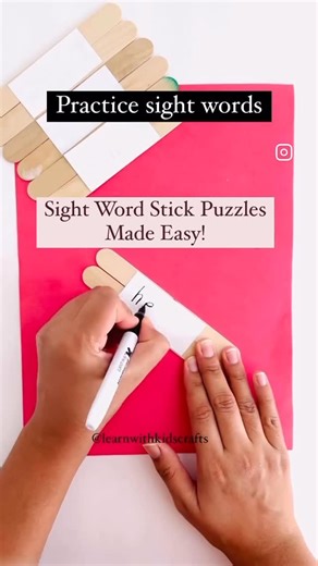 Nisha Yadav| Your Key to Easy Learning Activities on Instagram: "Make sight words hands-on and fun with this simple craft stick puzzle! ✨ Join 2 craft stick and write a sight word on it or stick a label, write the word, and cut it in half. Now your little learners can match the sticks to complete the word while boosting their reading skills! This easy DIY is perfect for reinforcing sight words in an interactive way—no prep, just learning through play. Use this activity for practice but do teach 