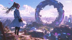 Sci-Fi Cityscape with Imposing Portal - Free Stock Video Footage | Coverr