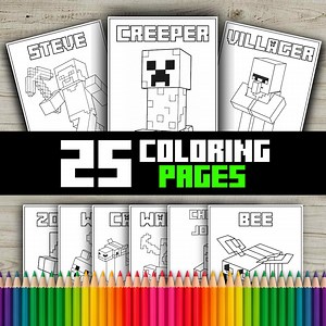 25 Minecraft-inspired Coloring Pages – Printable Pixel Art Coloring Book for Kids | Gamer Adventure Mobs | Digital PDF Download - Etsy
