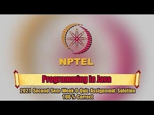 Swayam | Programming In Java Week-0 Quiz Assignment Solution | NPTEL